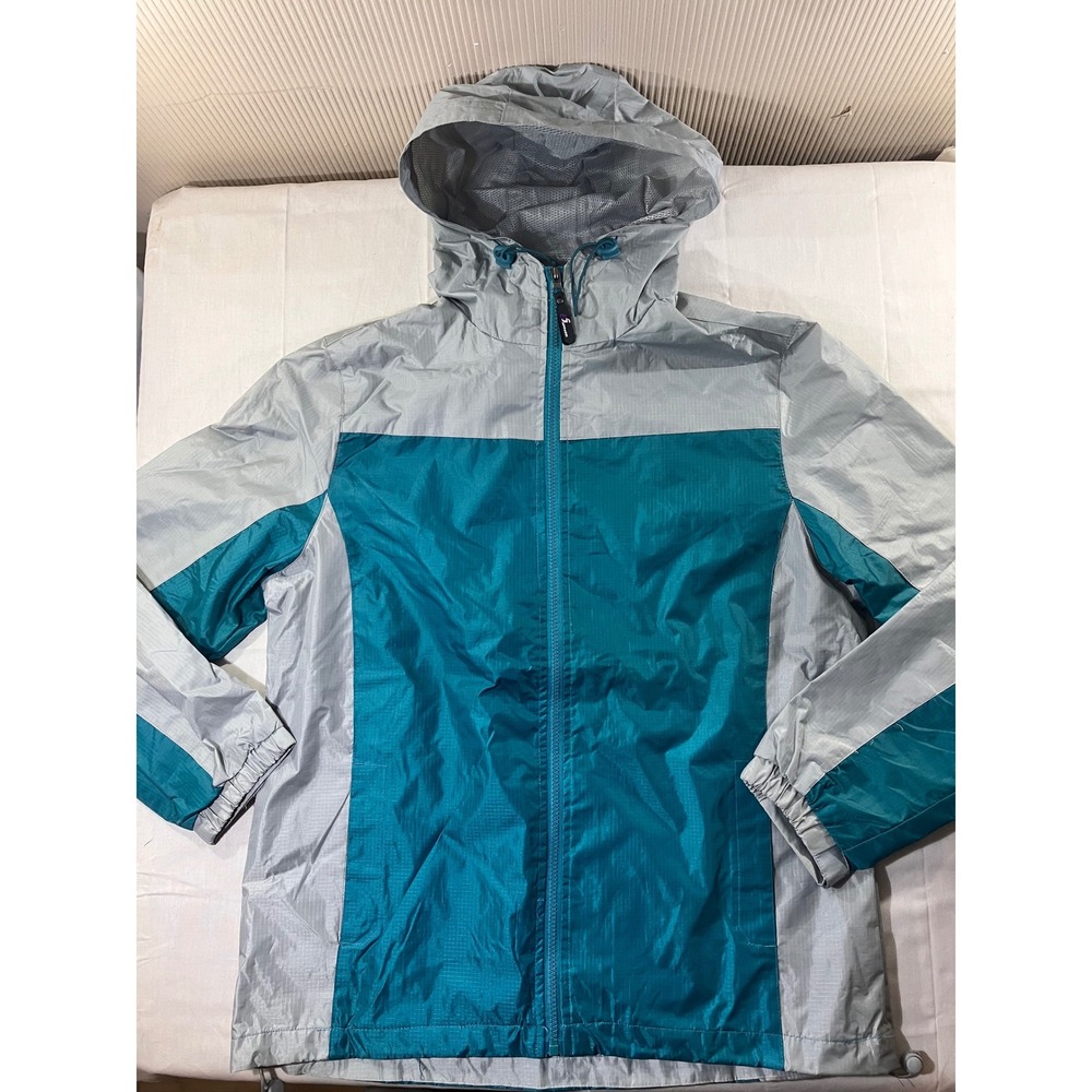 I5 Apparel‎ Women's Lightweight Hooded Windbreaker Jacket Teal Gray Size L